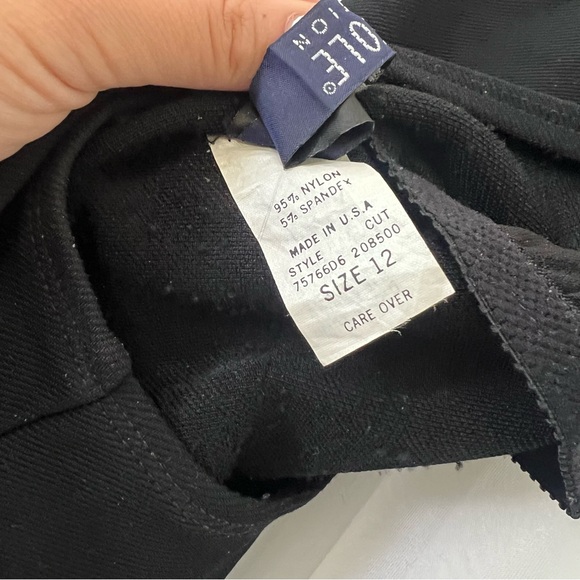 Vintage Anne Klein Classic Swim One Piece Belted Bathing Suit Black Size 12 - Picture 10 of 10